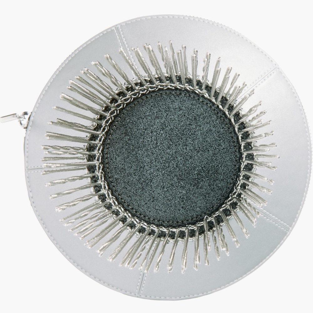 kate spade new york::Spaced Out Silver Embellished Leather UFO Handbag::NEW:: - Picture 3 of 6